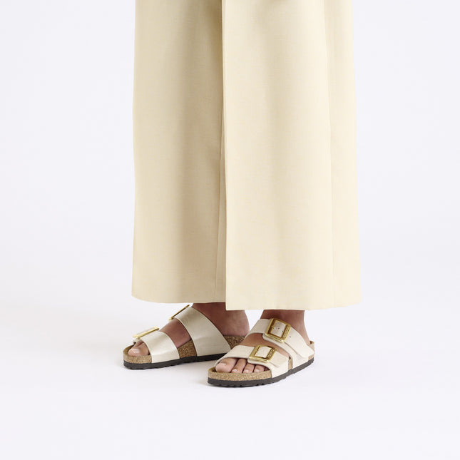BIRKENSTOCK SYDNEY LUXE BUCKLE BIRKO-FLOR Women Sandals Graceful Pearl White N
