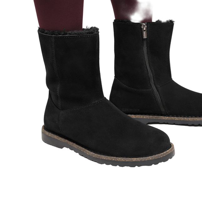 BIRKENSTOCK UPPSALA ZIP SHEARLING WOMEN BOOTS - Black