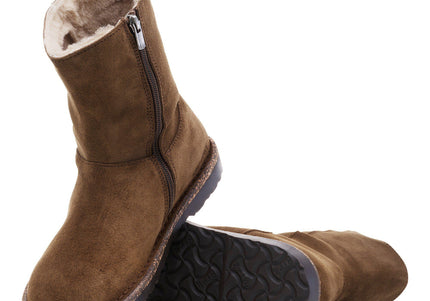 BIRKENSTOCK Uppsala Zip Shearling Suede Dark Tea