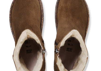 BIRKENSTOCK Uppsala Zip Shearling Suede Dark Tea