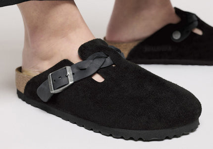 Boston Braided Suede Leather Black - closeup