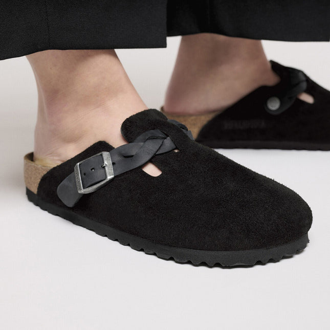 Boston Braided Suede Leather Black - closeup