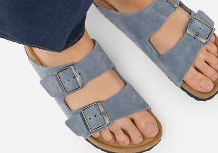 BIRKENSTOCK Arizona Suede Leather Stone Blue
