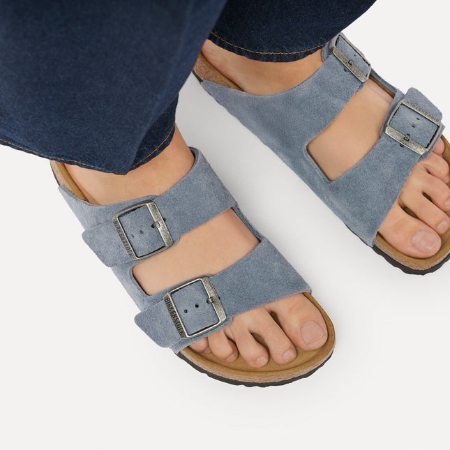 BIRKENSTOCK Arizona Suede Leather Stone Blue