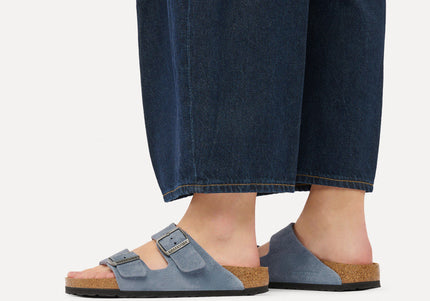 BIRKENSTOCK Arizona Suede Leather Stone Blue