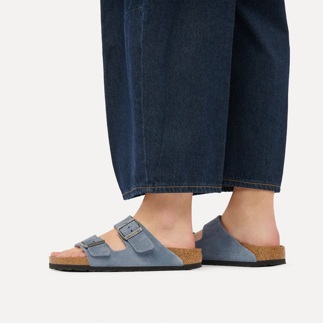 BIRKENSTOCK Arizona Suede Leather Stone Blue