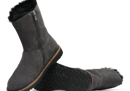 BIRKENSTOCK Uppsala Zip Shearling Suede Charcoal