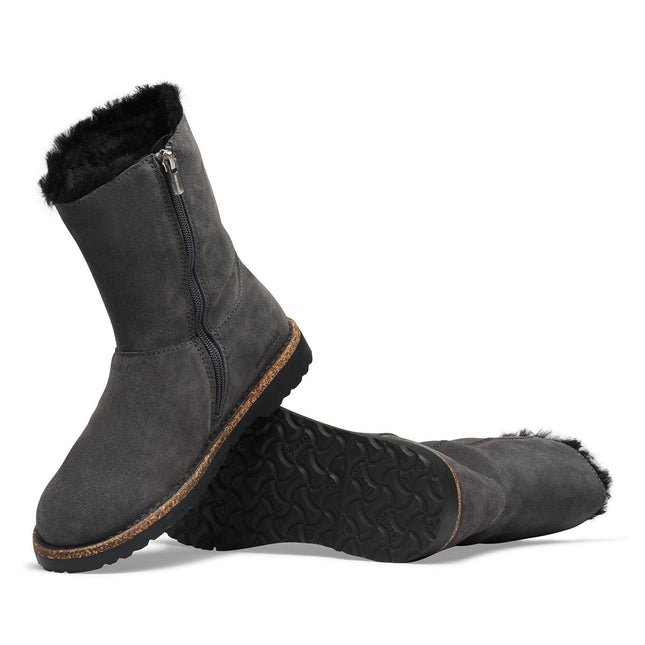 BIRKENSTOCK Uppsala Zip Shearling Suede Charcoal