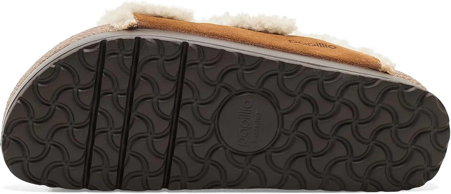 BIRKENSTOCK ARIZONA FLEX PLATFORM SHEARLING SUEDE WOMEN SANDALS - Mink