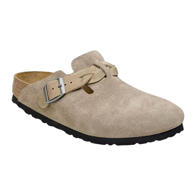 BIRKENSTOCK BOSTON BRAIDED WOMEN CLOGS - TAUPE