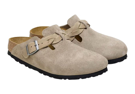 BIRKENSTOCK BOSTON BRAIDED WOMEN CLOGS - TAUPE