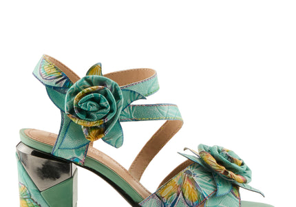 L'ARTISTE FLOWERPOWER WOMEN SANDALS - MINT GREEN MULTI