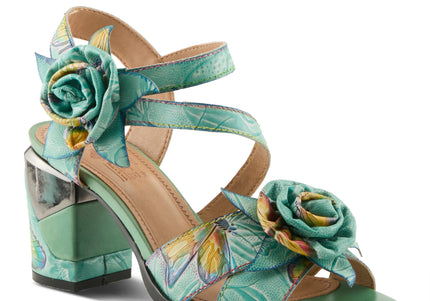 L'ARTISTE FLOWERPOWER WOMEN SANDALS - MINT GREEN MULTI