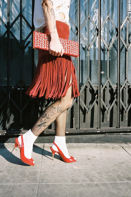 JEFFREY CAMPBELL CHARIS Women Heels - Red Patent Gold