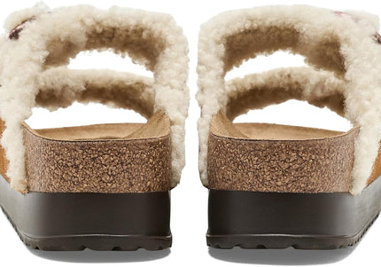 BIRKENSTOCK ARIZONA FLEX PLATFORM SHEARLING SUEDE WOMEN SANDALS - Mink