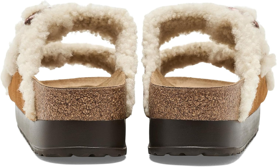 BIRKENSTOCK ARIZONA FLEX PLATFORM SHEARLING SUEDE WOMEN SANDALS - Mink