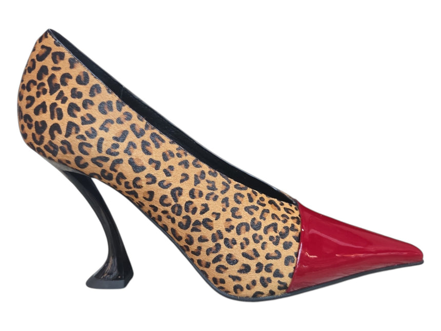 JEFFREY CAMPBELL ARTURO-F WOMEN HEELS - Brown Cheeta Red Patent