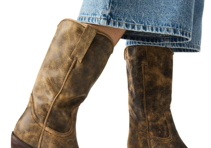 STEVE MADDEN ALBANY WOMEN BOOTS - Brown Distress