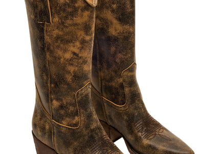 STEVE MADDEN ALBANY WOMEN BOOTS - Brown Distress