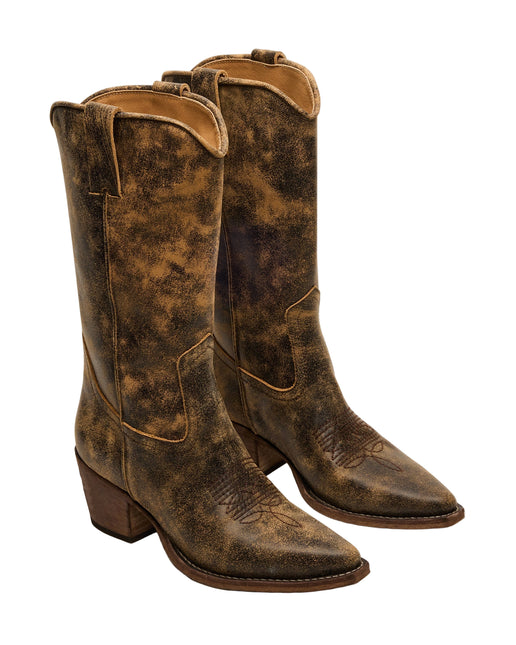 STEVE MADDEN ALBANY WOMEN BOOTS - Brown Distress