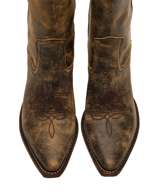 STEVE MADDEN ALBANY WOMEN BOOTS - Brown Distress