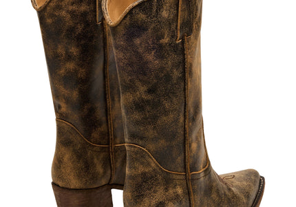 STEVE MADDEN ALBANY WOMEN BOOTS - Brown Distress