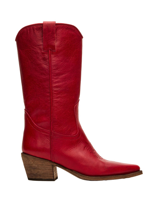 STEVE MADDEN ALBANY WOMEN BOOTS - Red Leather