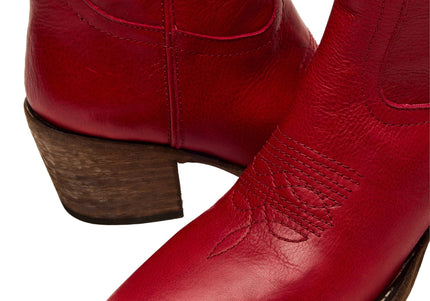 STEVE MADDEN ALBANY WOMEN BOOTS - Red Leather
