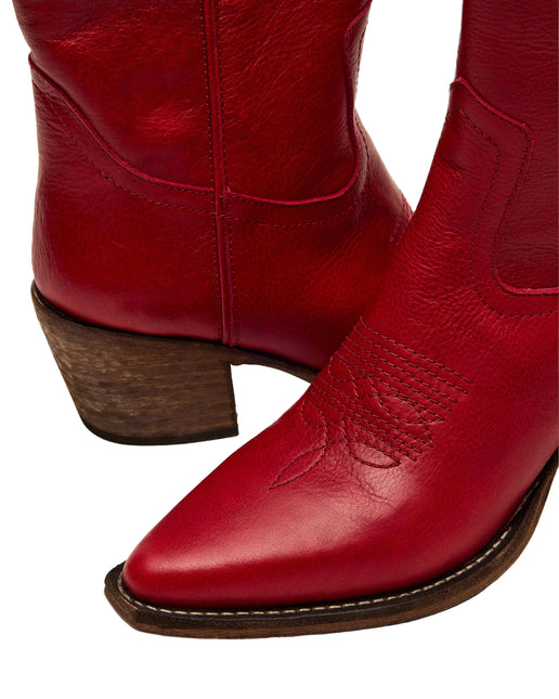 STEVE MADDEN ALBANY WOMEN BOOTS - Red Leather