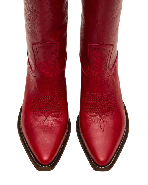 STEVE MADDEN ALBANY WOMEN BOOTS - Red Leather