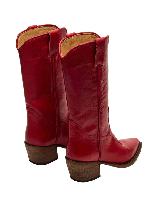 STEVE MADDEN ALBANY WOMEN BOOTS - Red Leather