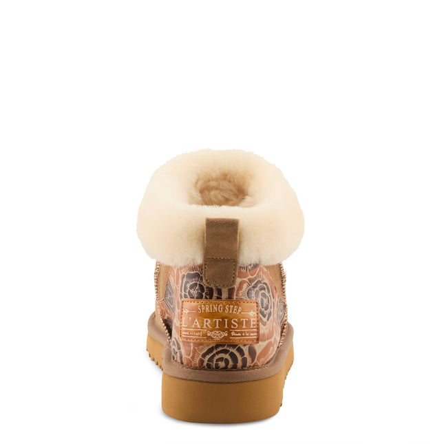 L`ARTISTE BRANDAI-CURLI SHEARLING WOMEN BOOTS - Beige Multi Suede