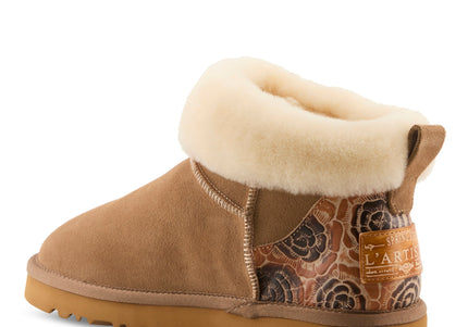 L`ARTISTE BRANDAI-CURLI SHEARLING WOMEN BOOTS - Beige Multi Suede