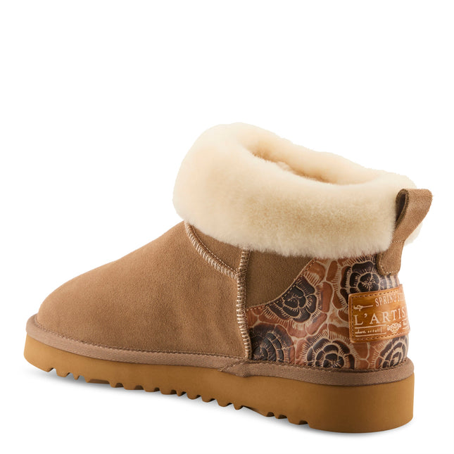 L`ARTISTE BRANDAI-CURLI SHEARLING WOMEN BOOTS - Beige Multi Suede