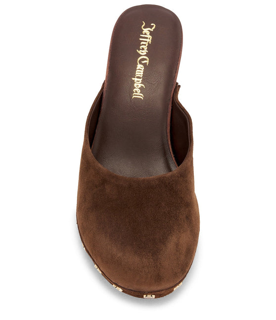 JEFFREY CAMPBELL CLOGUETTE WOMEN MULES Espresso Suede