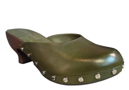 JEFFREY CAMPBELL CLOGUETTE WOMEN MULES Olive Distressed