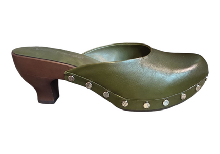 JEFFREY CAMPBELL CLOGUETTE WOMEN MULES Olive Distressed