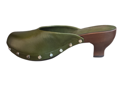 JEFFREY CAMPBELL CLOGUETTE WOMEN MULES Olive Distressed