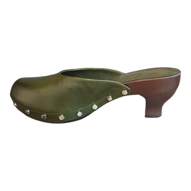 JEFFREY CAMPBELL CLOGUETTE WOMEN MULES Olive Distressed