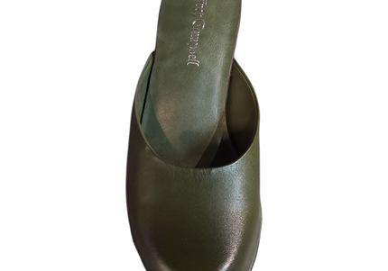JEFFREY CAMPBELL CLOGUETTE WOMEN MULES Olive Distressed