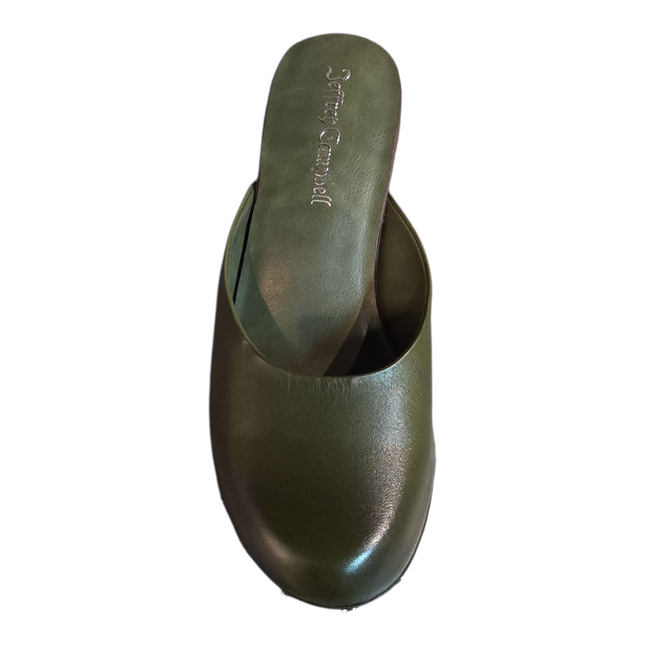 JEFFREY CAMPBELL CLOGUETTE WOMEN MULES Olive Distressed