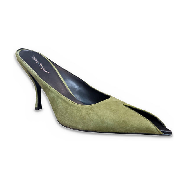 JEFFREY CAMPBELL DESTINEE WOMEN MULES - Olive Suede