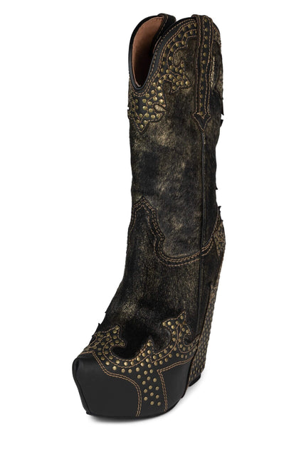 JEFFREY CAMPBELL GIDDY-STUD WOMEN BOOTS - Black Bronze Hair Combo