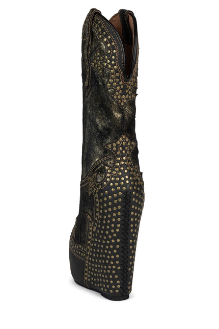 JEFFREY CAMPBELL GIDDY-STUD WOMEN BOOTS - Black Bronze Hair Combo