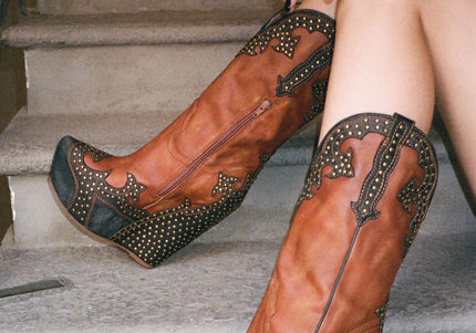 JEFFREY CAMPBELL GIDDY-STUD WOMEN BOOTS - Tan Black