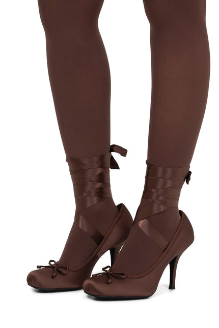 JEFFREY CAMPBELL NYMPHA WOMEN HEELS Brown Satin
