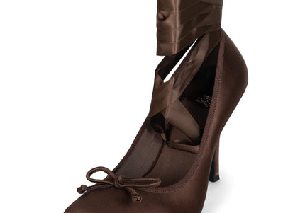 JEFFREY CAMPBELL NYMPHA WOMEN HEELS Brown Satin