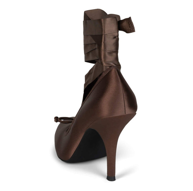 JEFFREY CAMPBELL NYMPHA WOMEN HEELS Brown Satin