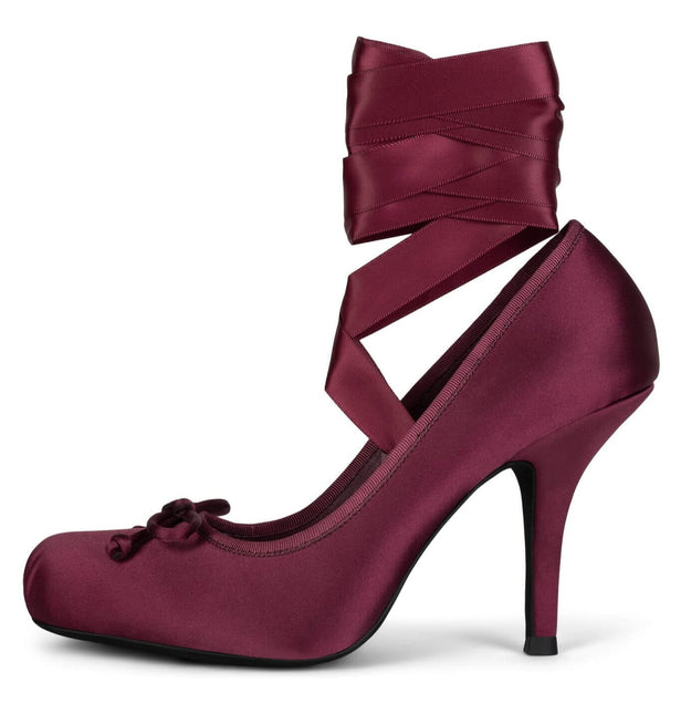 JEFFREY CAMPBELL NYMPHA WOMEN HEELS Wine Satin