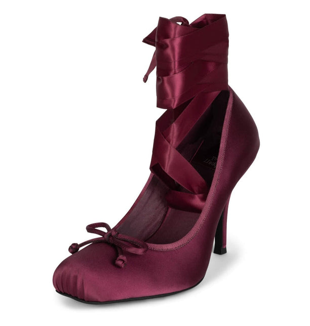 JEFFREY CAMPBELL NYMPHA WOMEN HEELS Wine Satin